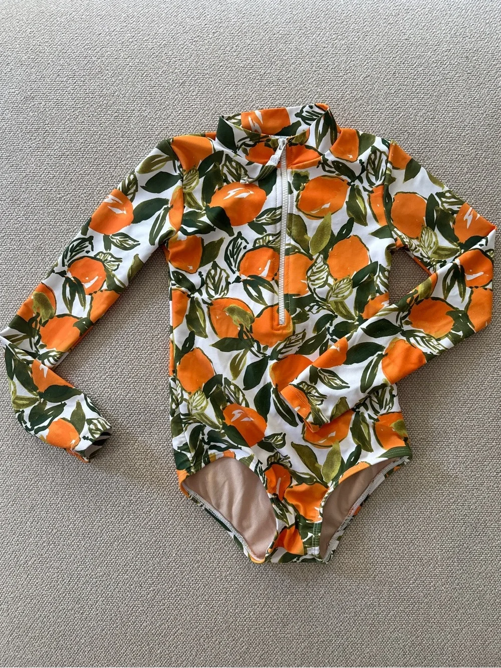 Mott50 Mini Mila Swim One Piece Rashguard L’Orangerie Orange Print 4/5